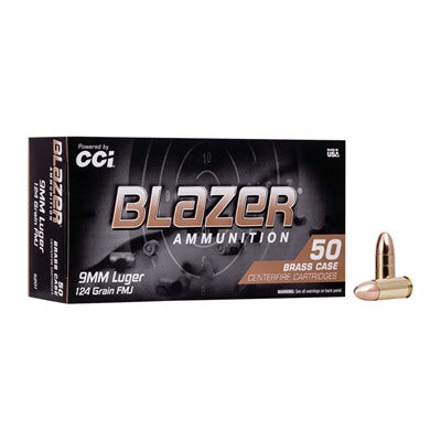 9MM LUGER 124GR FULL METAL JACKET CCI BLAZER 50/BOX