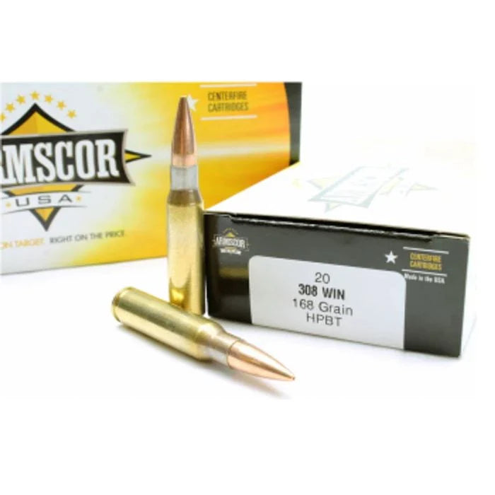 Armscor .308 Win. Rifle Ammo - 168 Grain |Hollow Point Boat Tail (20 Round Box)